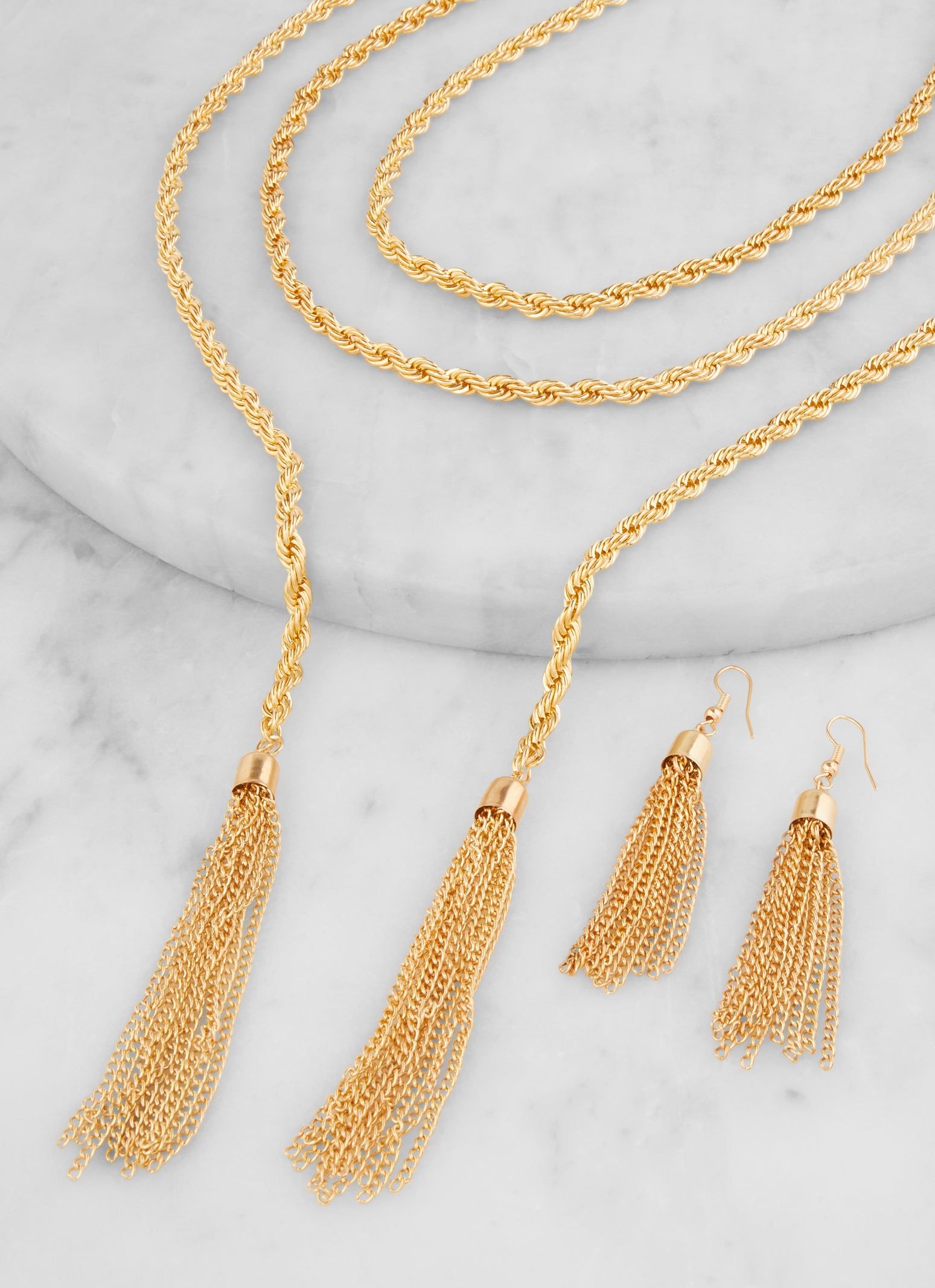 Rope Chain Necklace and Tassel Earrings sold by Rainbow product image thumbnail 2