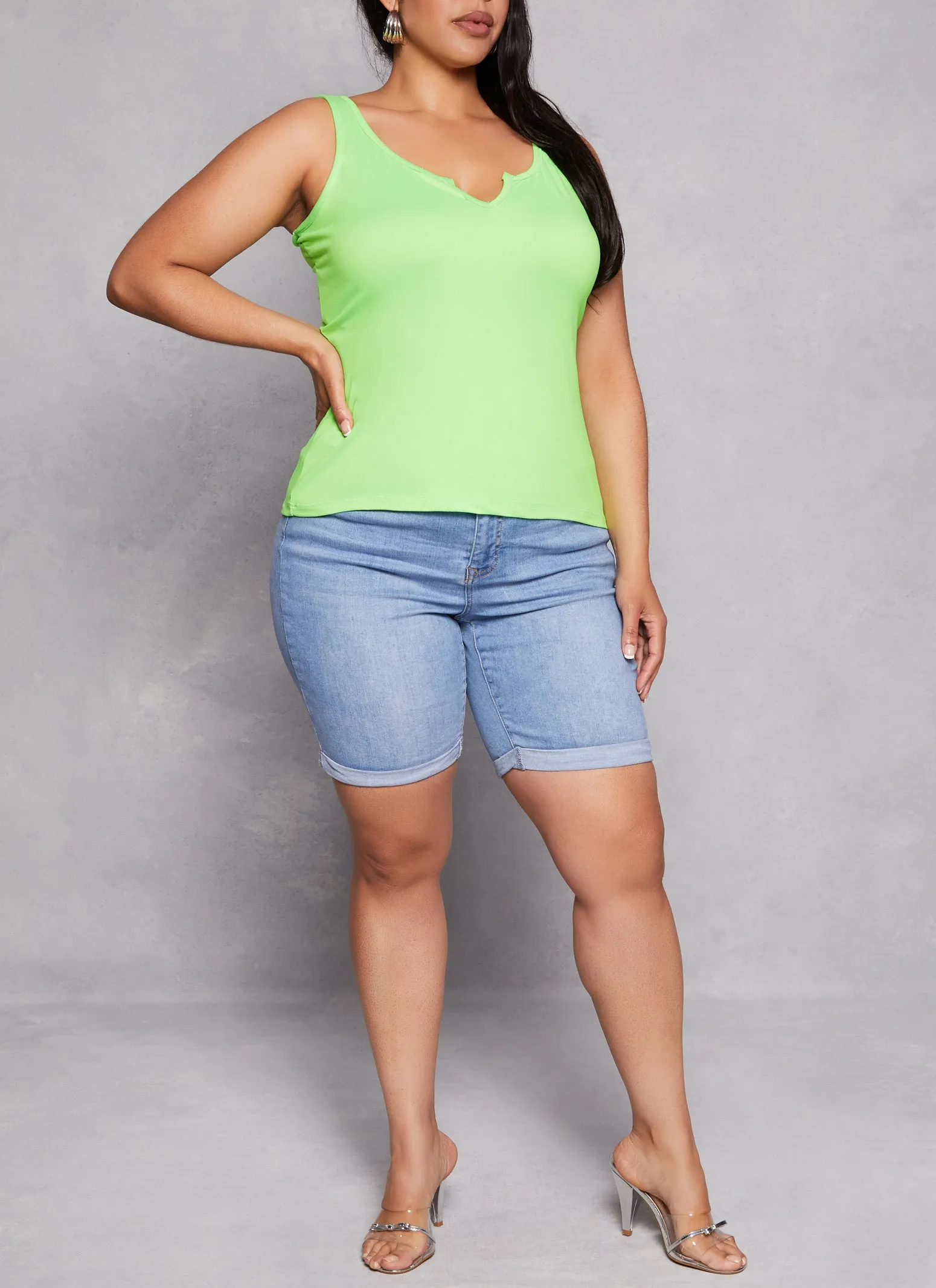 Plus Size Basic Notch Neck Tank Top sold by Rainbow product image thumbnail 2