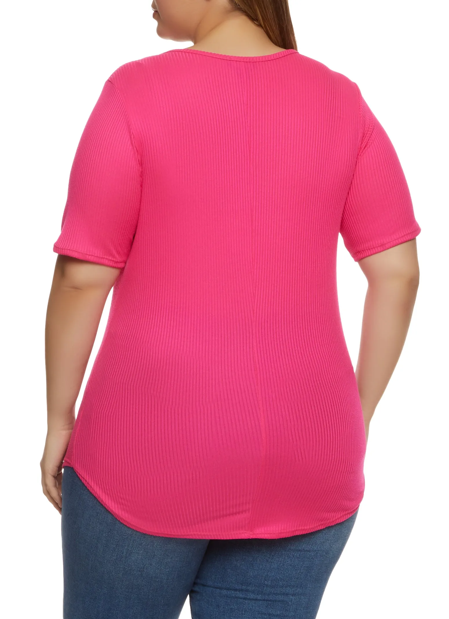 Plus Size Rib Knit V Neck Tee sold by Rainbow product image thumbnail 2