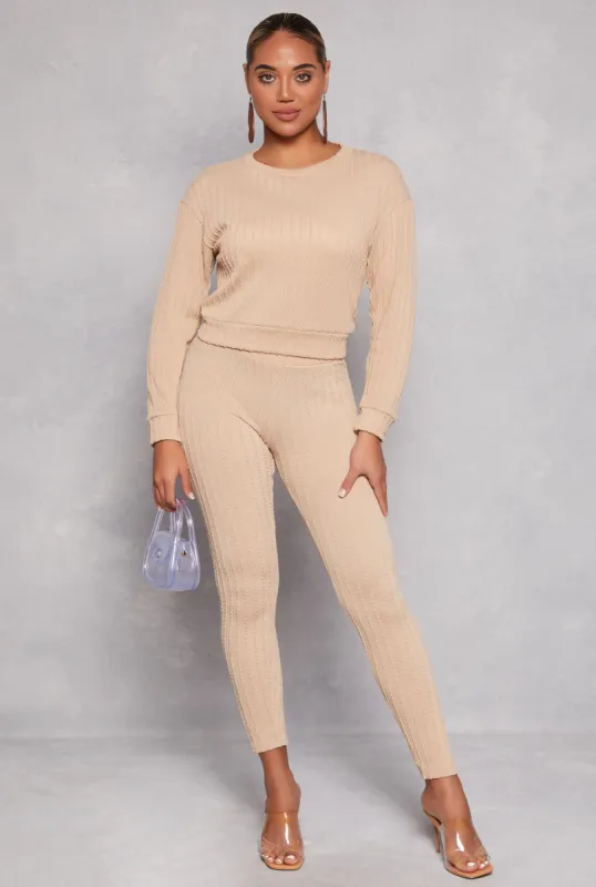 High Waisted Ribbed Knit Leggings sold by Rainbow