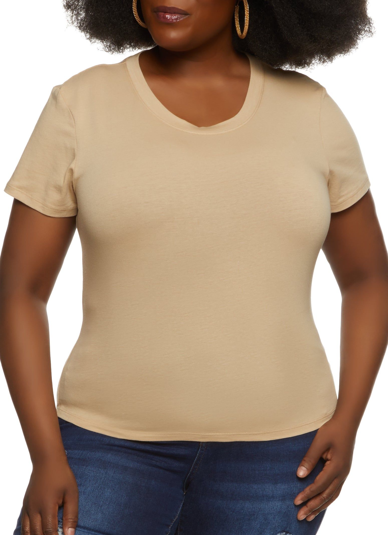 Plus Size Basic Crew Neck T Shirt sold by Rainbow