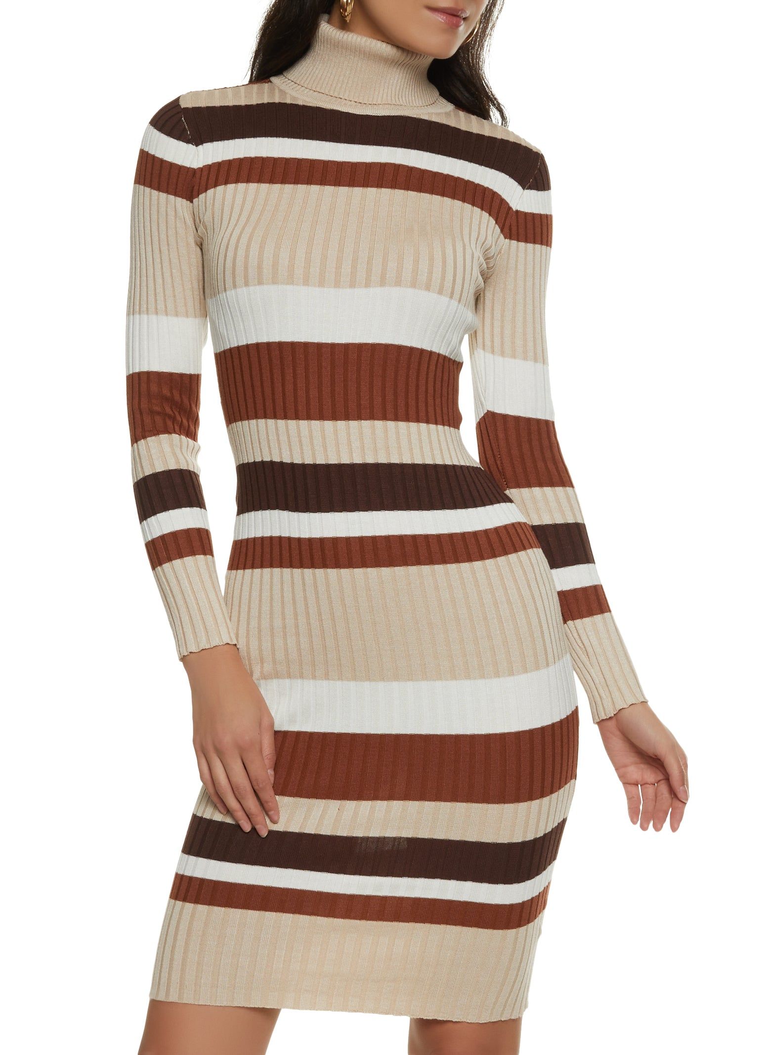 Striped Turtleneck Sweater Dress sold by Rainbow