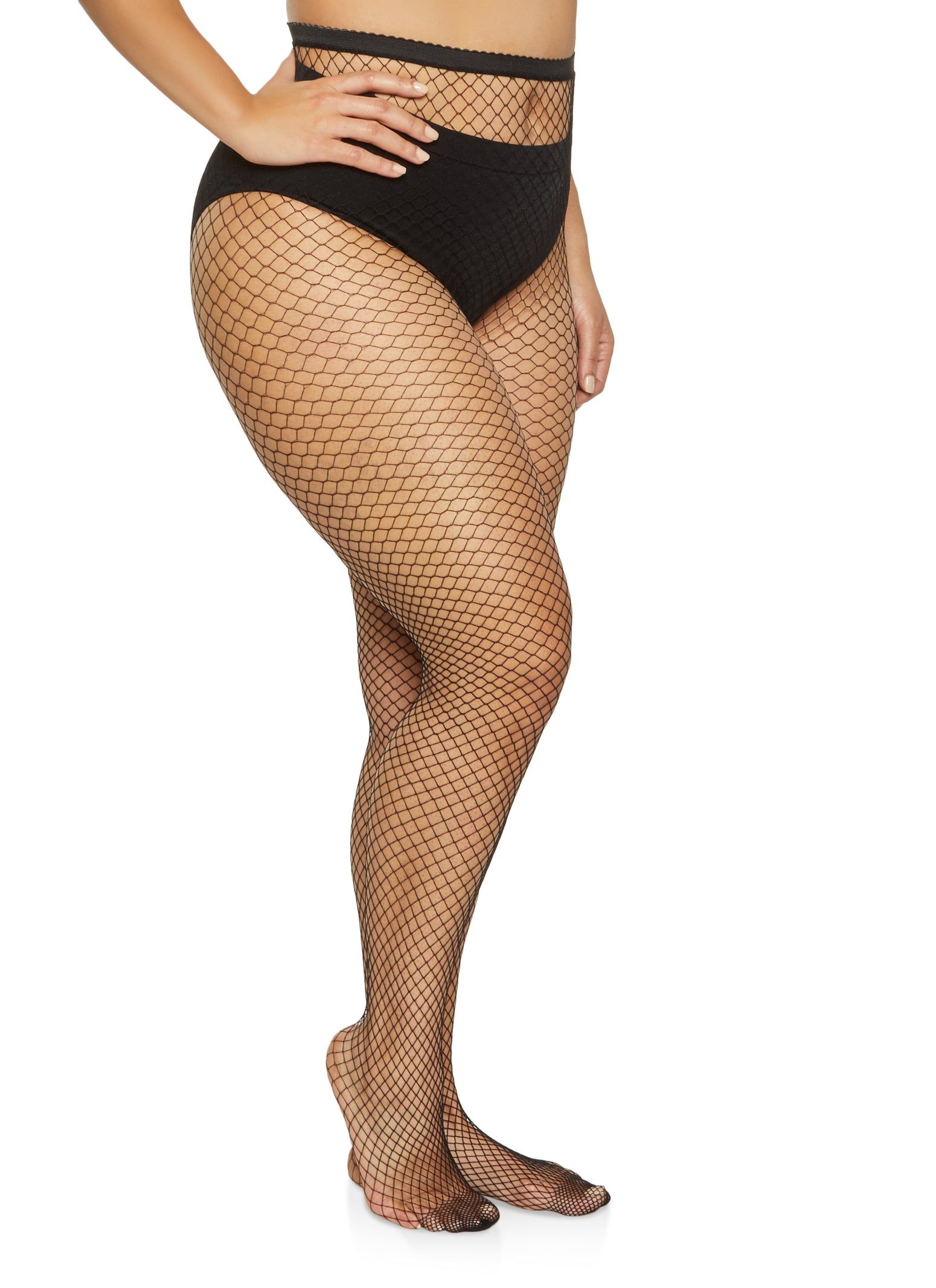 Plus Size Fishnet High Waist Patterned Tights sold by Rainbow product image thumbnail 2