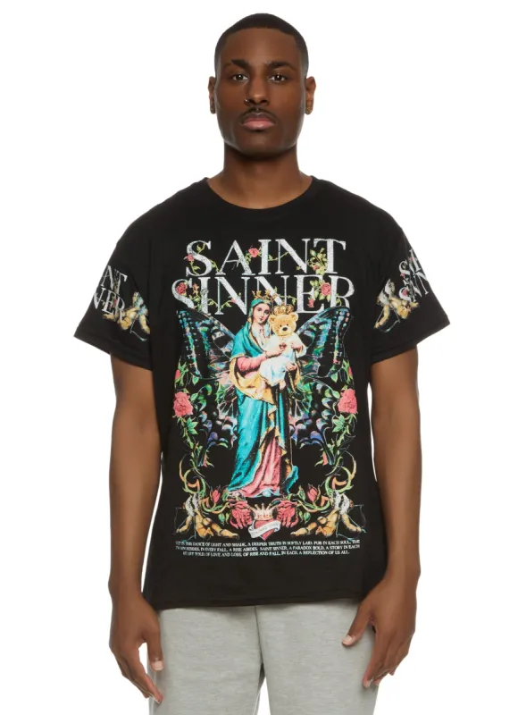 Mens Saint Sinner Graphic T Shirt sold by Rainbow