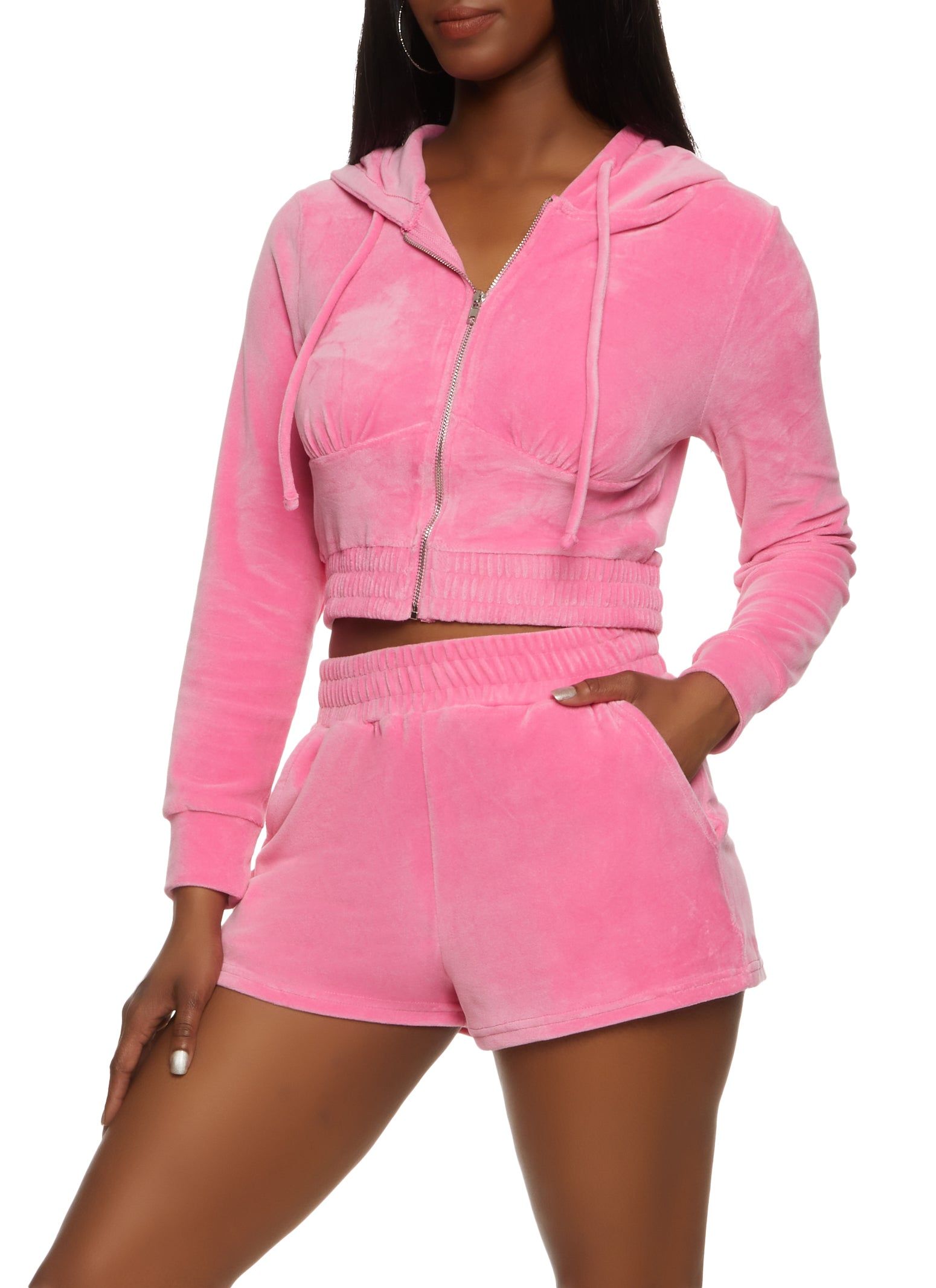 Iris Velour Full Zip Cropped Hoodie sold by Rainbow product image thumbnail 2
