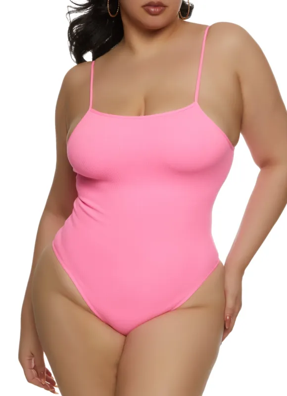 Plus Size Seamless Criss Cross Back Cami Bodysuit sold by Rainbow