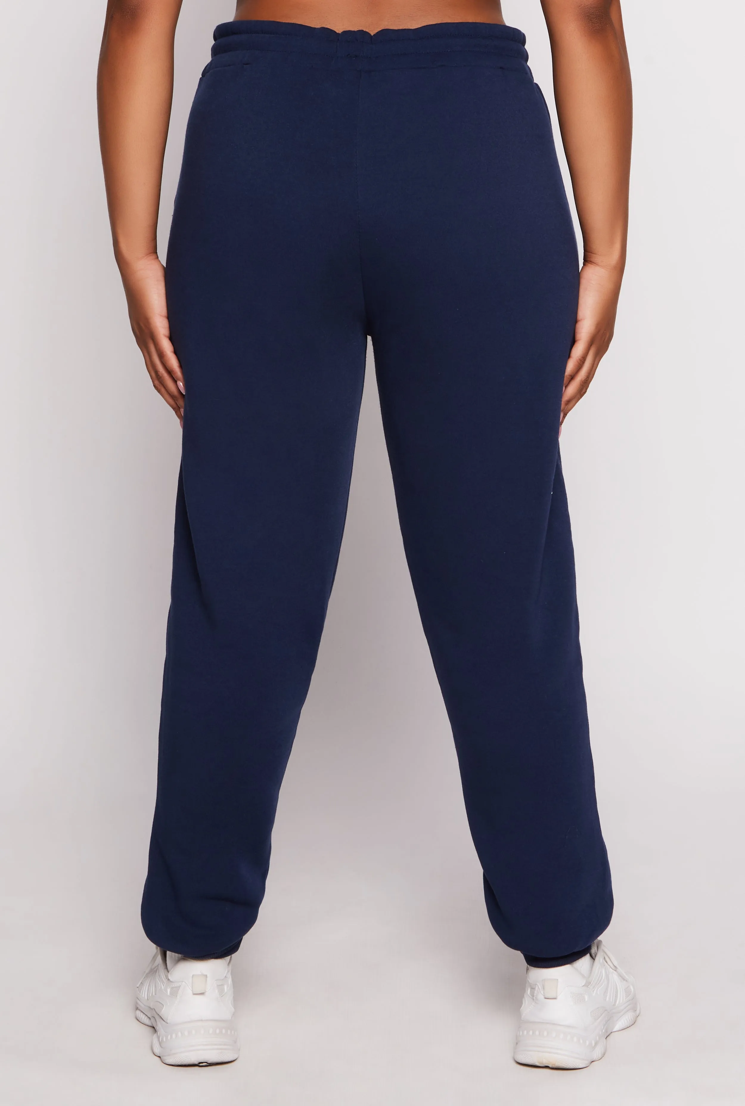 Plus Size Solid Fleece High Waist Drawstring Joggers sold by Rainbow product image thumbnail 3