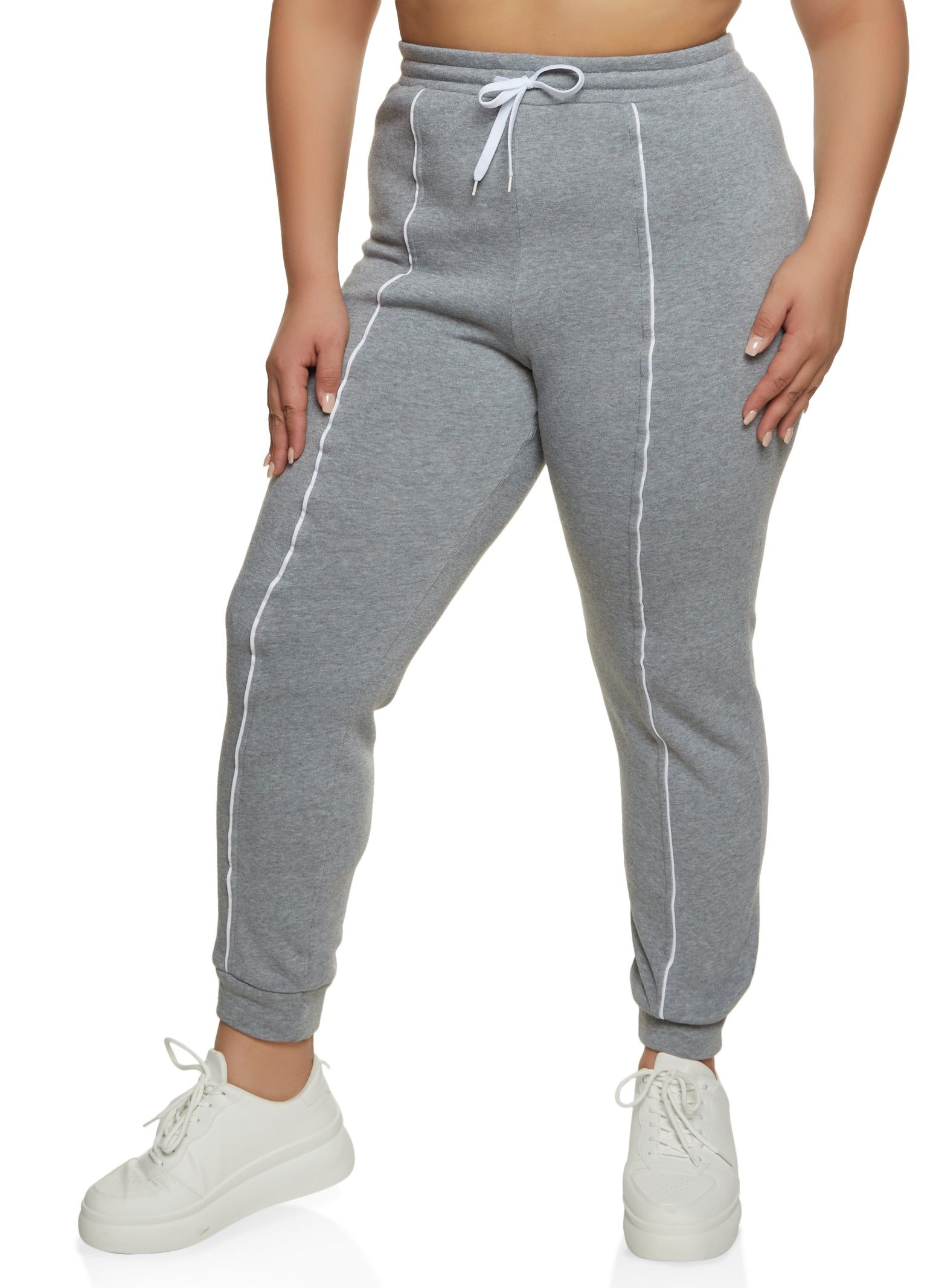 Plus Size Contrast Trim High Waist Joggers sold by Rainbow