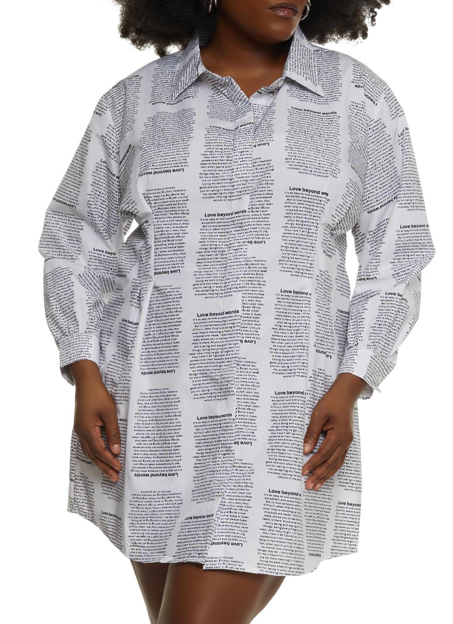 Plus Size Graphic Text Print Shirt Dress sold by Rainbow