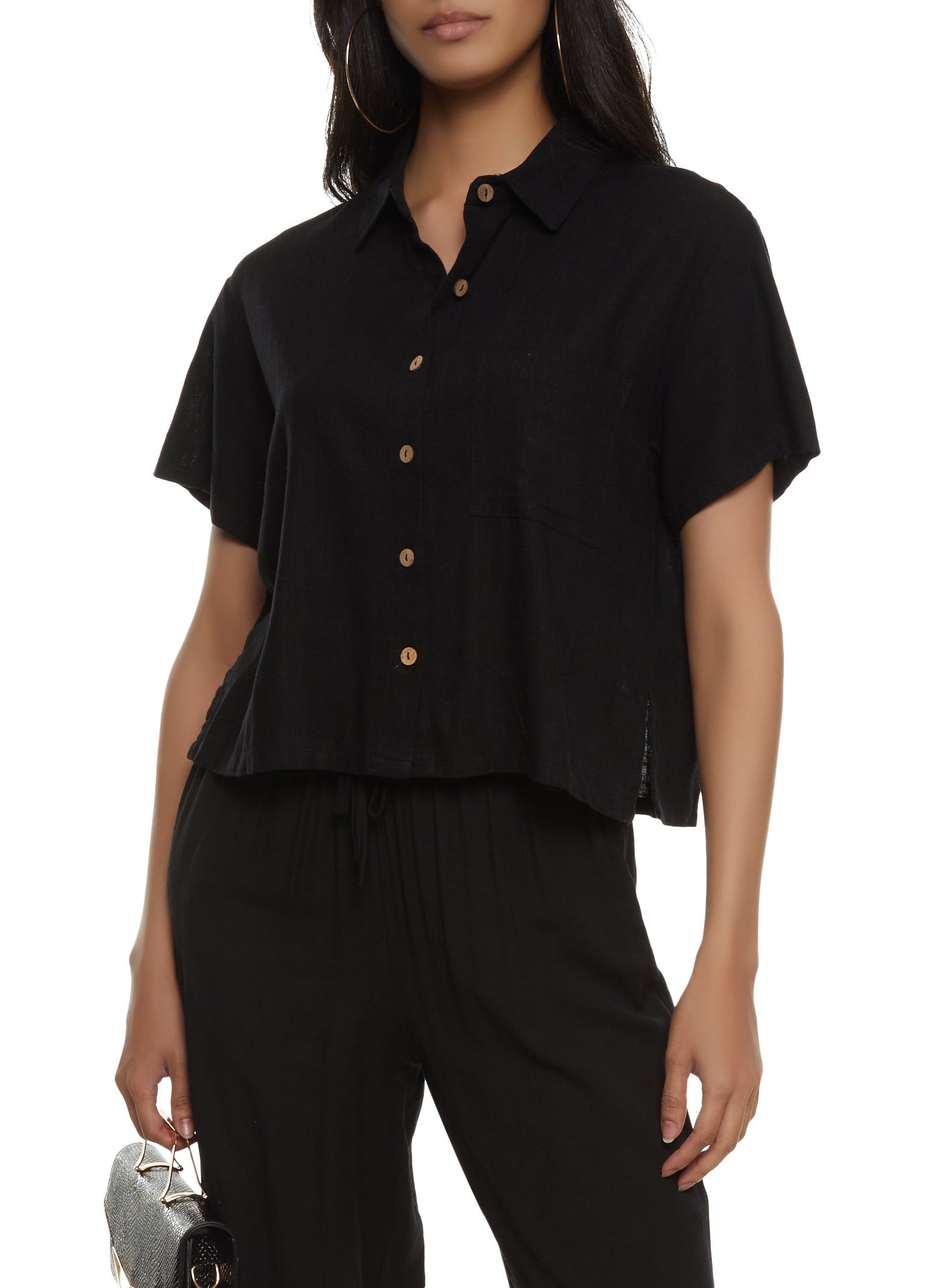 Linen Short Sleeve Button Front Shirt sold by Rainbow