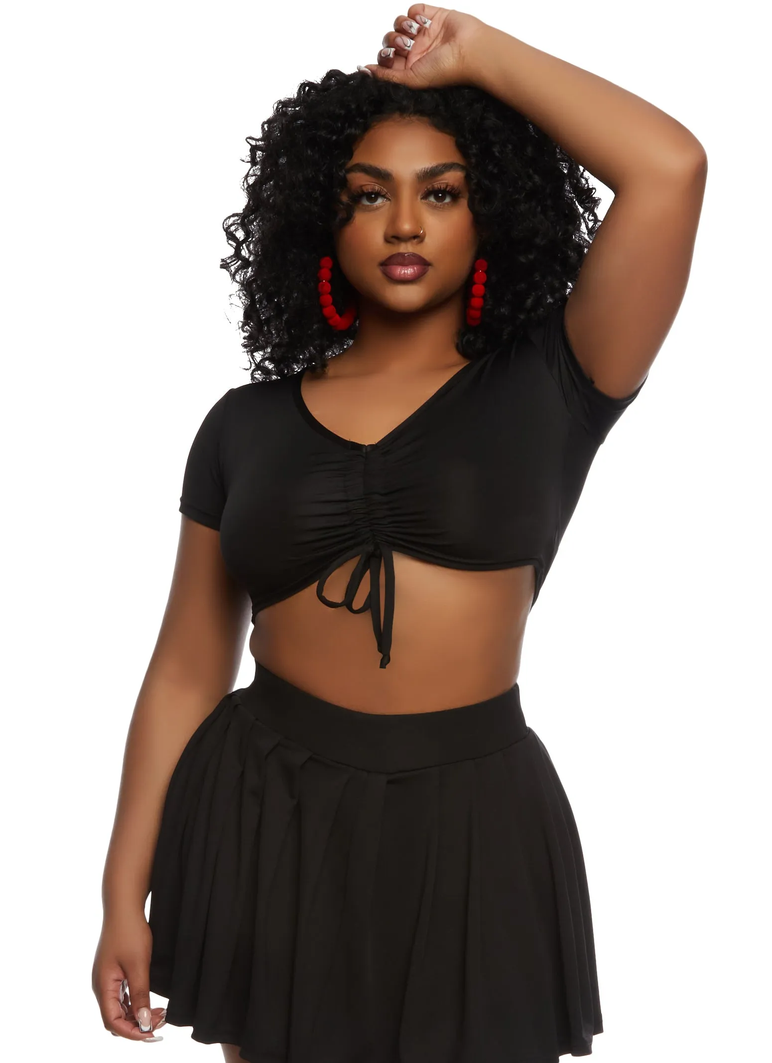 Ruched Front Short Sleeve Crop Top sold by Rainbow