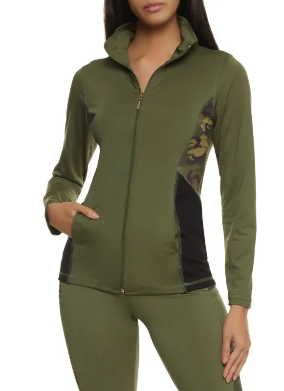 Color Block Camo Detail Track Jacket sold by Rainbow