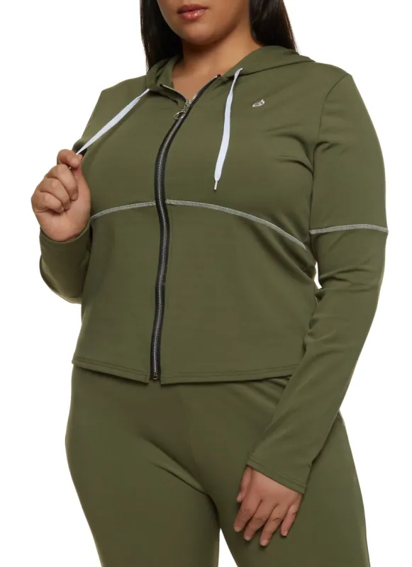 Plus Size Contrast Stitch Detail Track Jacket sold by Rainbow