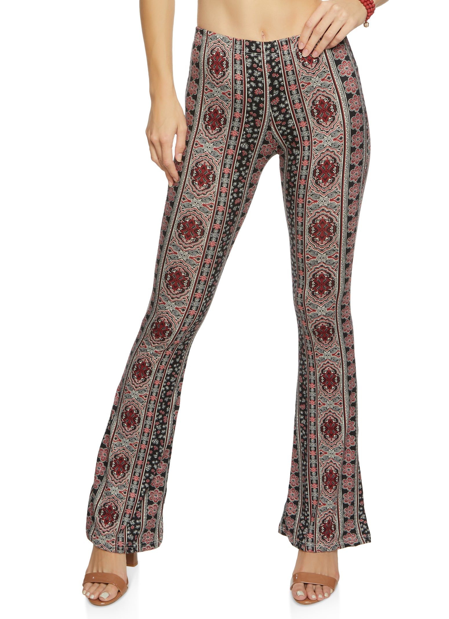 Paisley Border Print Flare Pants sold by Rainbow