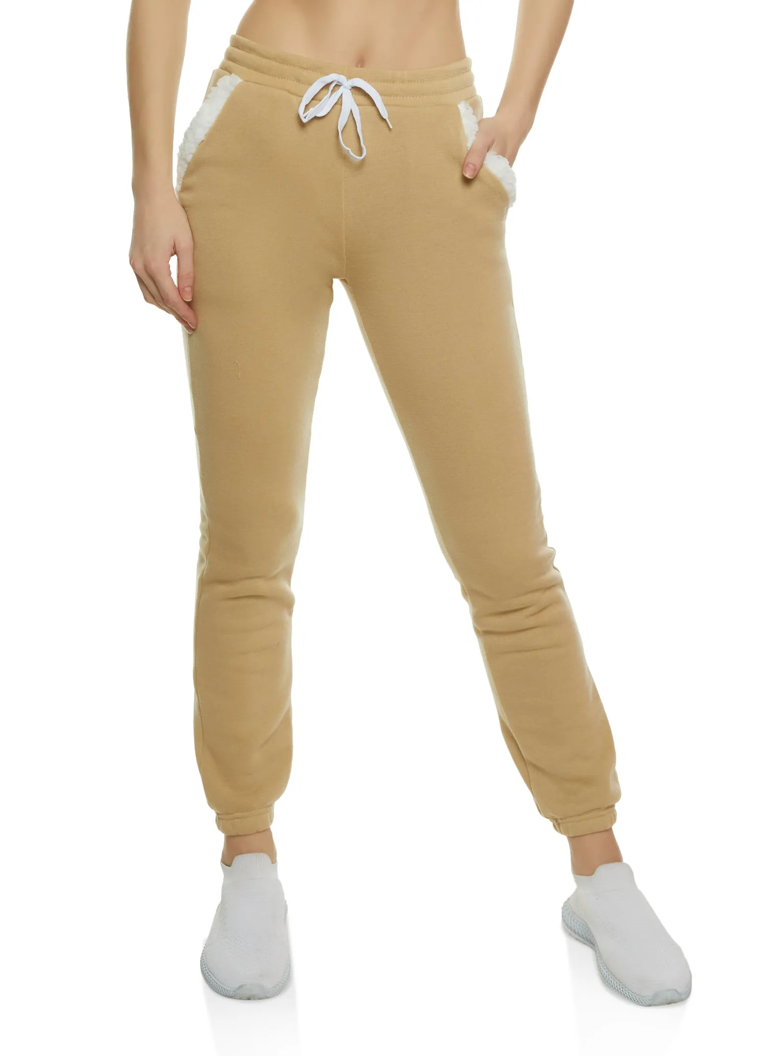 Sherpa Trim Drawstring Joggers sold by Rainbow