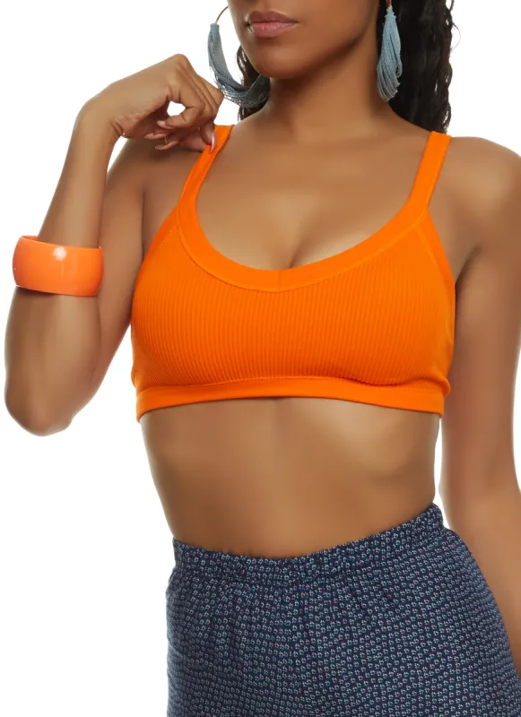 Rib Knit Low Back Seamless Bralette sold by Rainbow