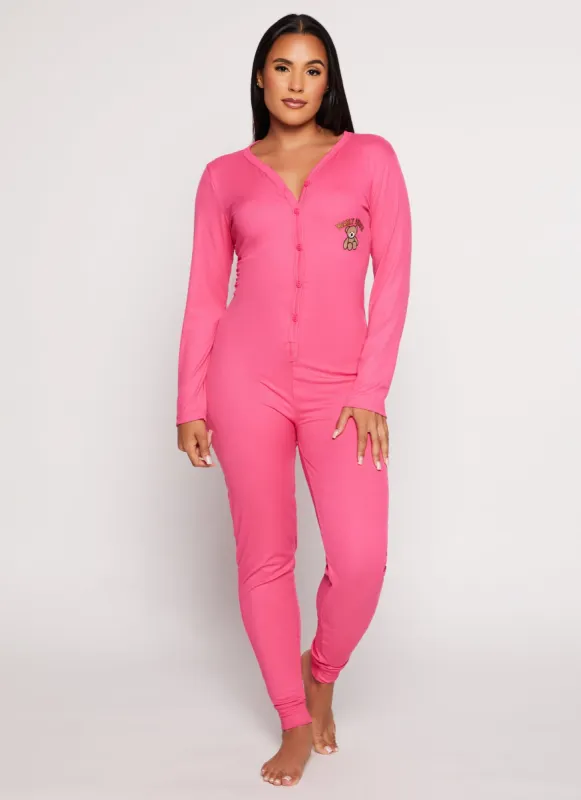 Ribbed Bearly Awake Embroidered Onesie Pajamas sold by Rainbow
