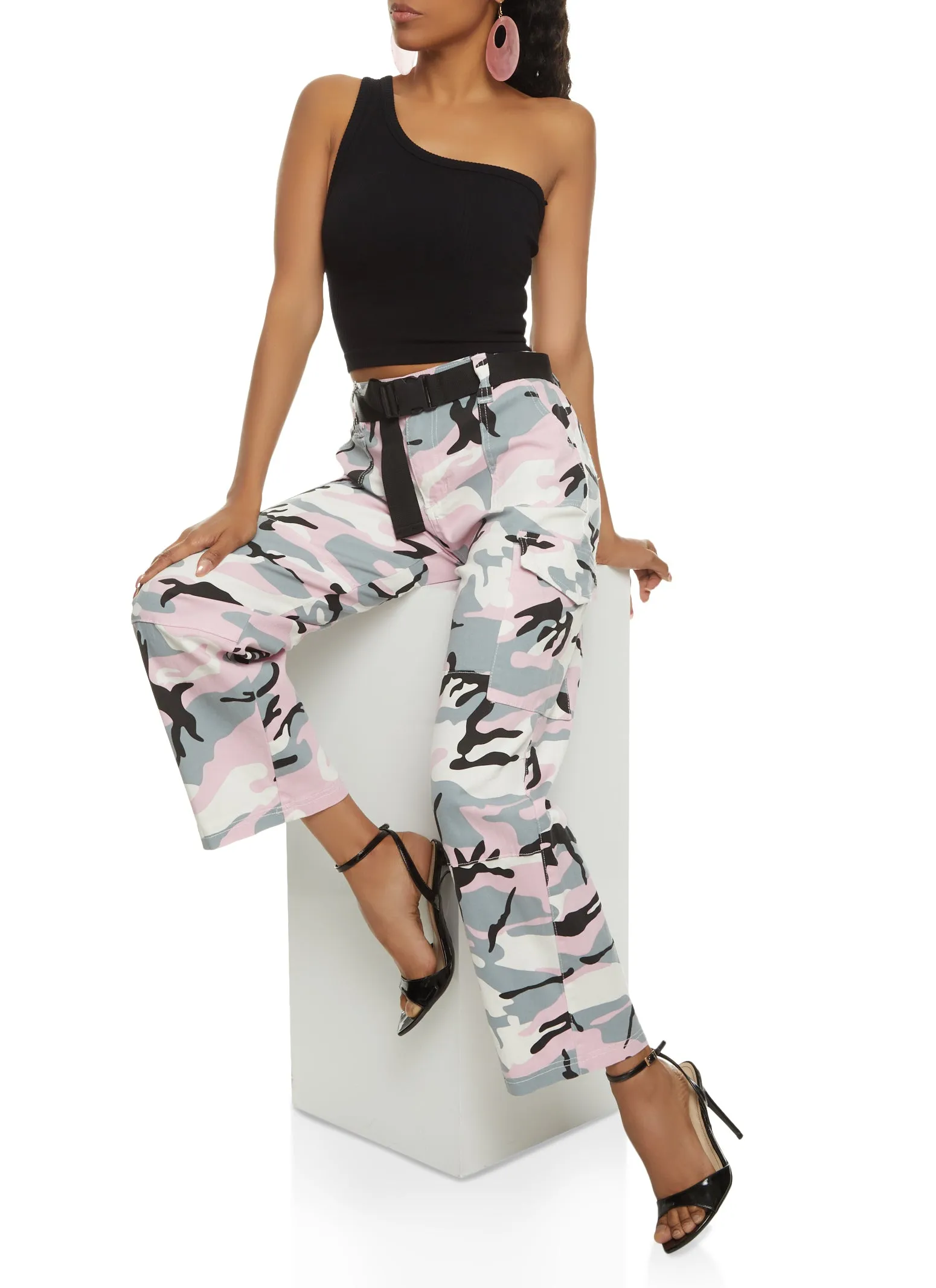 Belted Camouflage Cargo Pants sold by Rainbow