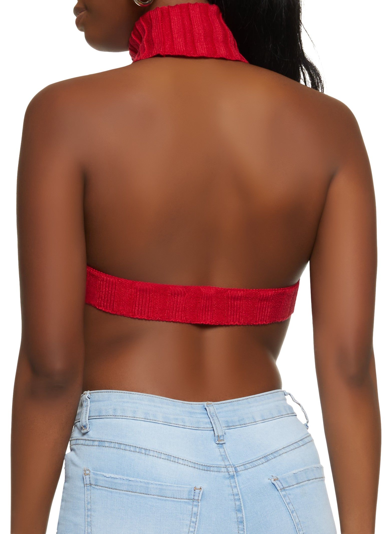 Rib Knit Turtleneck Keyhole Halter Top sold by Rainbow product image thumbnail 2