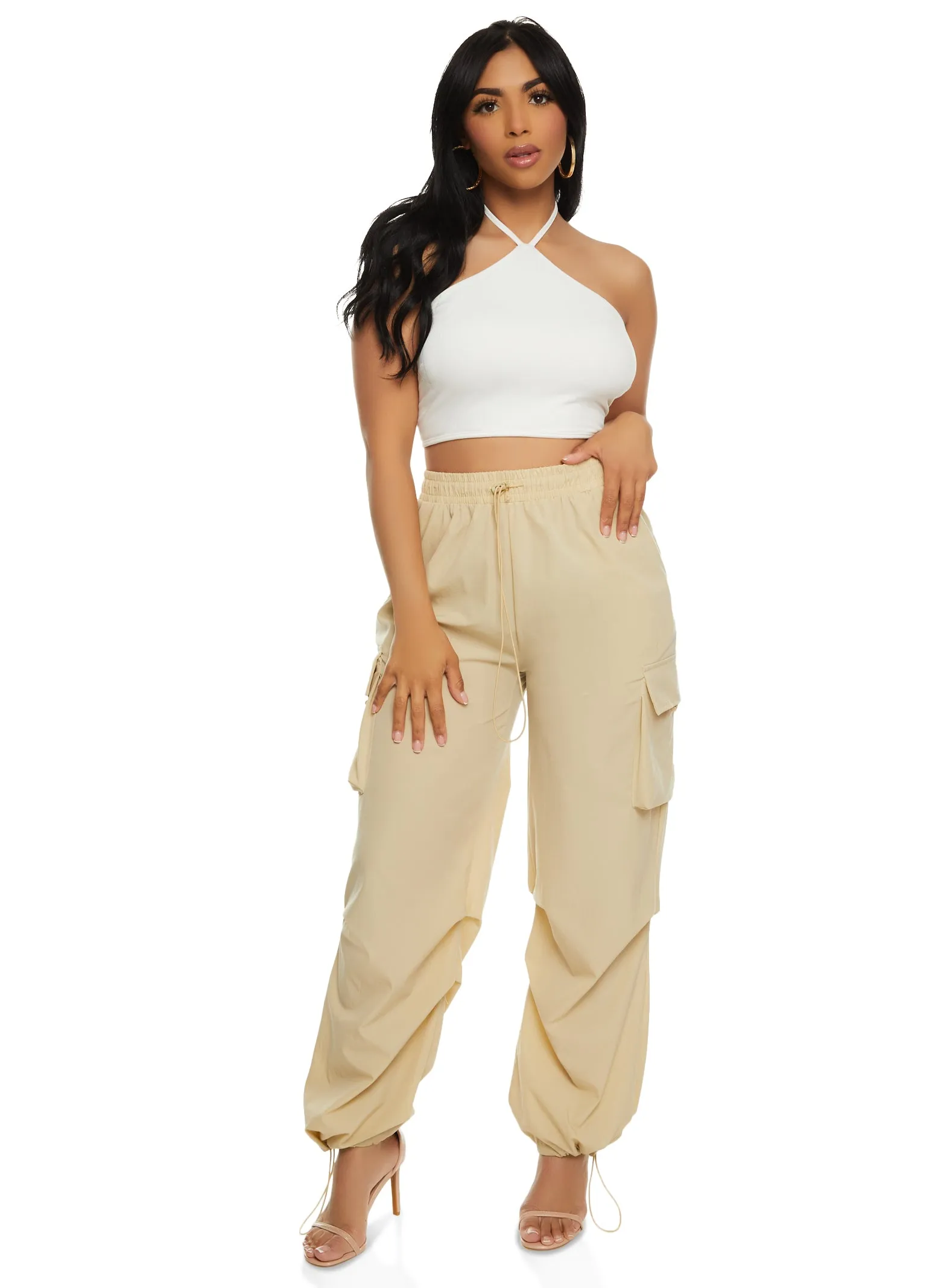 Toggle Drawstring Hem Cargo Pants sold by Rainbow