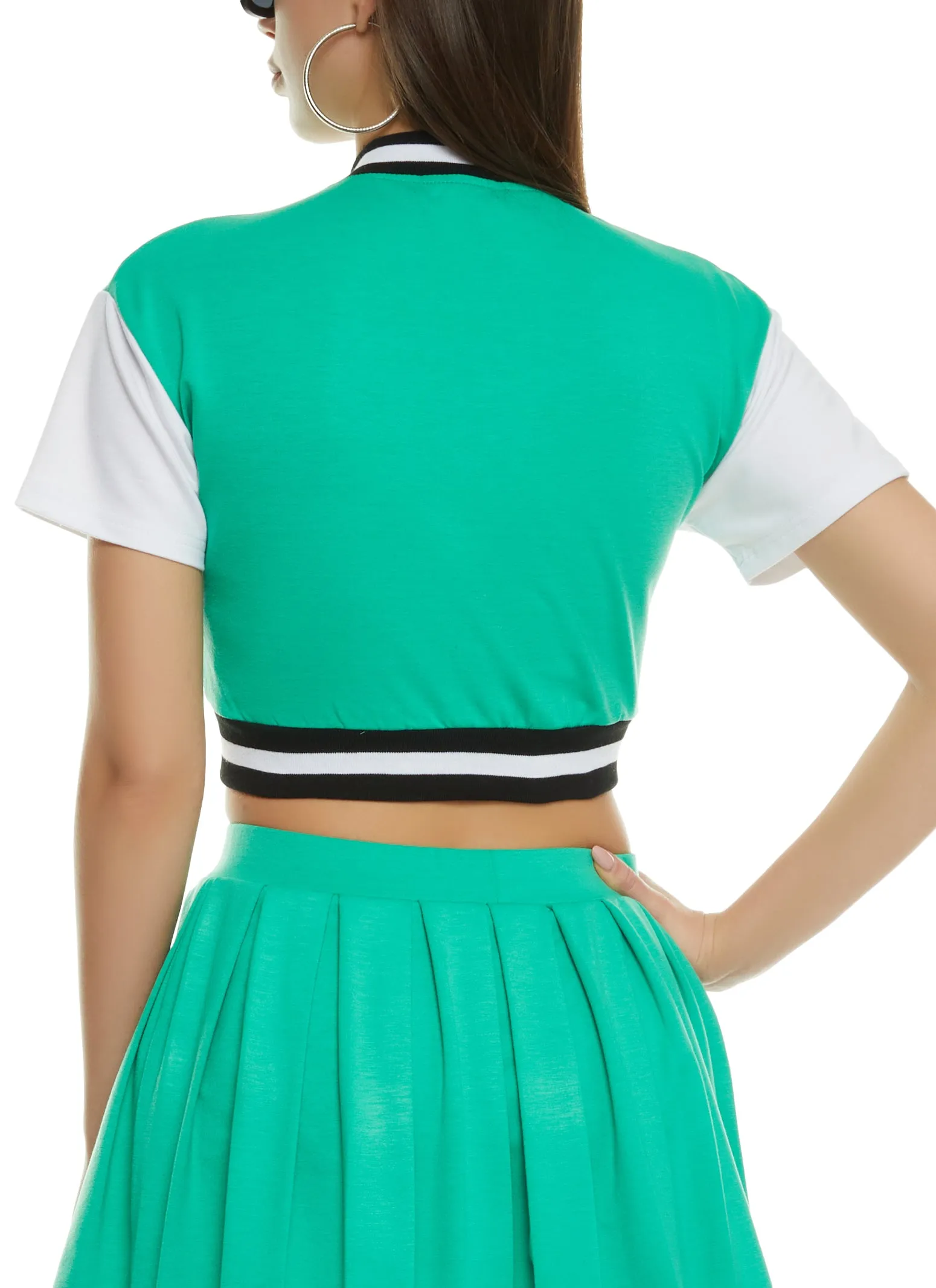 C Chenille Patch Cropped Varsity Jacket sold by Rainbow product image thumbnail 3