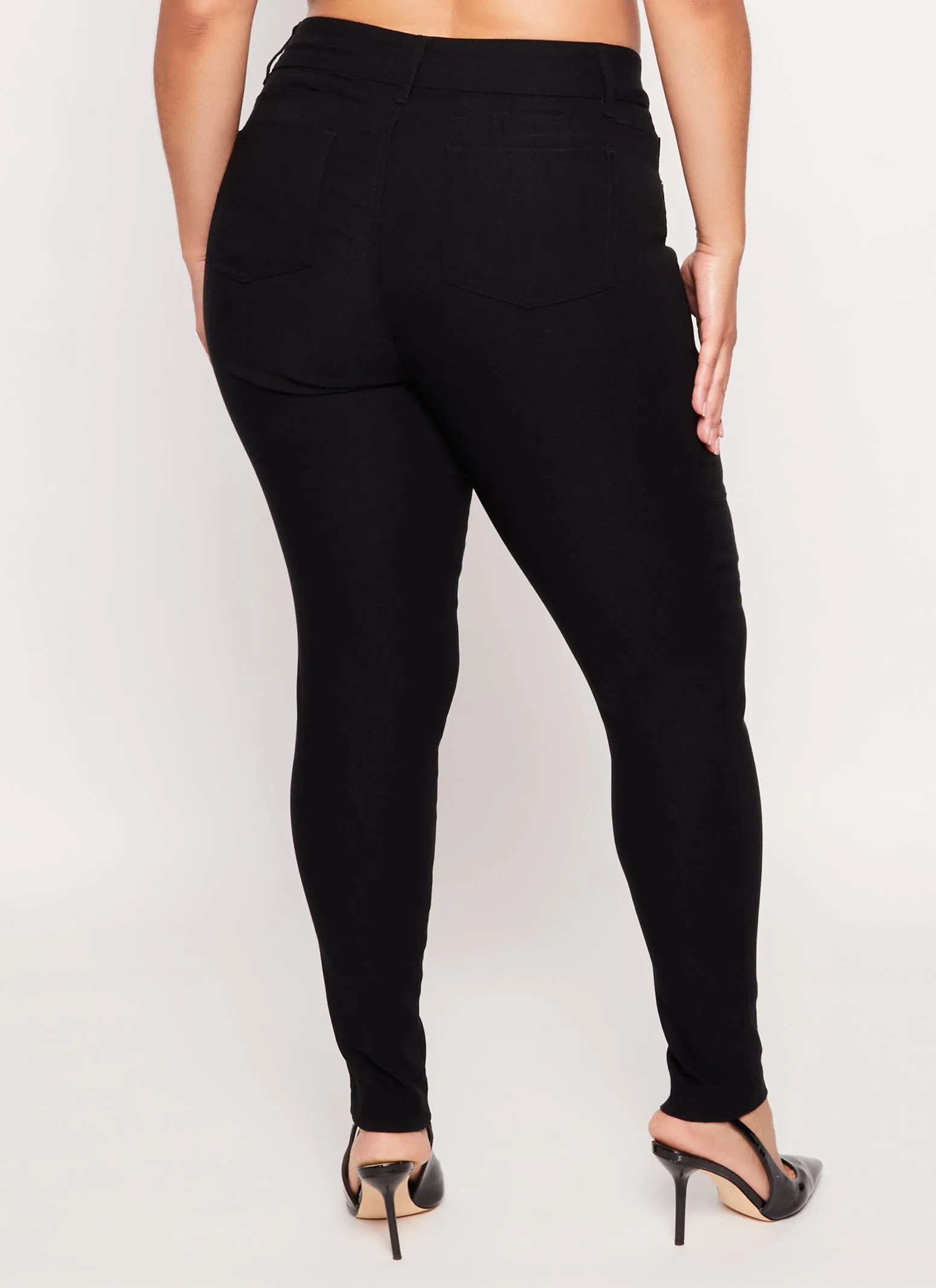 Plus Size Triple Button High Waist Skinny Leg Pants sold by Rainbow product image thumbnail 3