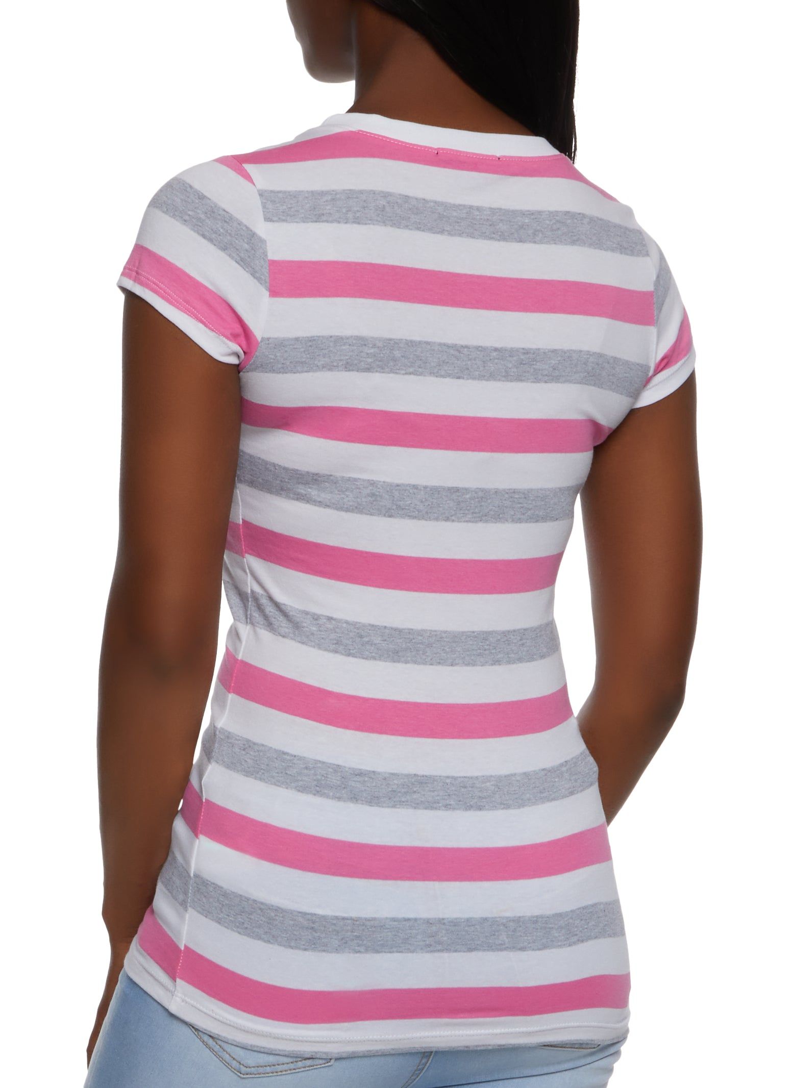 Basic Stripe Crew Neck Tee sold by Rainbow product image thumbnail 2