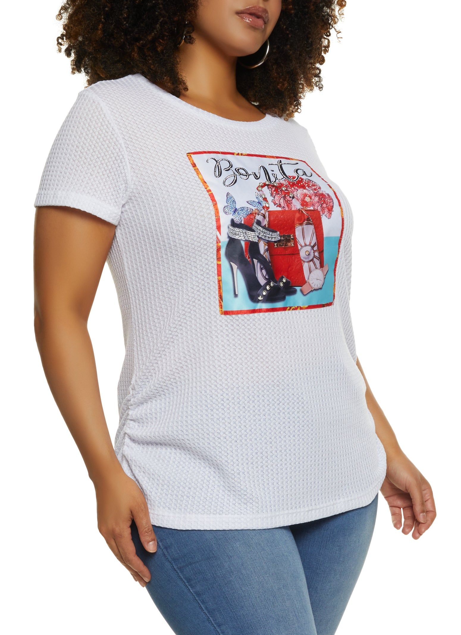 Plus Size Bonita Patch Graphic Tee sold by Rainbow