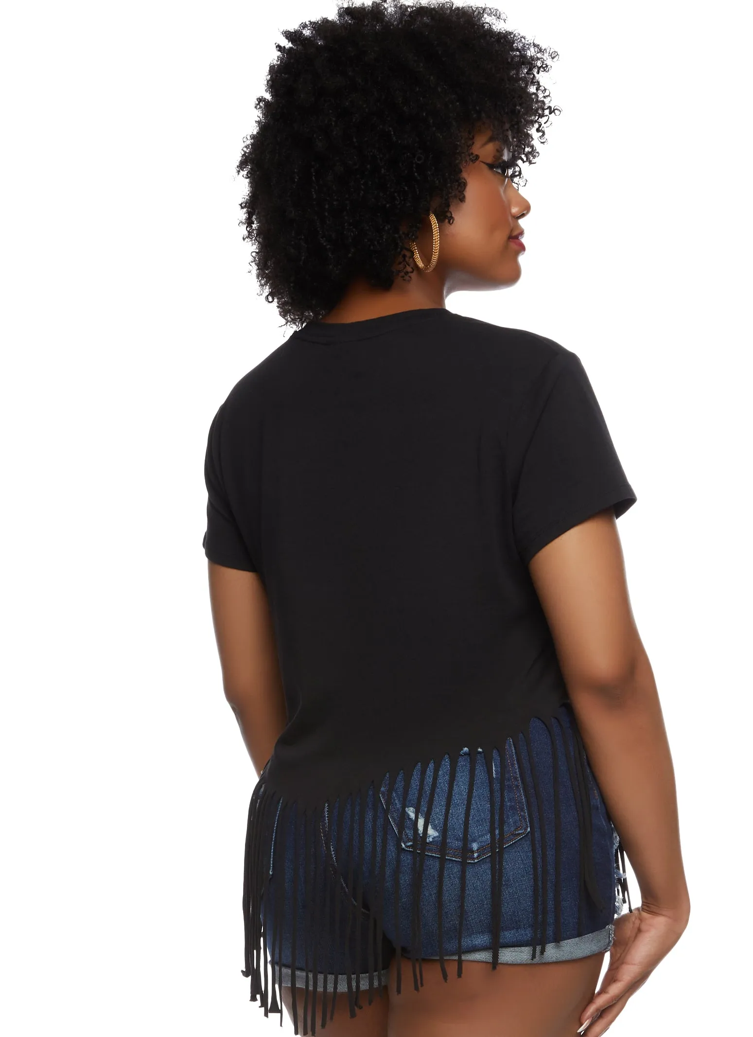 Plus Size Fringe Hem Blessed Foil Graphic T Shirt sold by Rainbow product image thumbnail 2