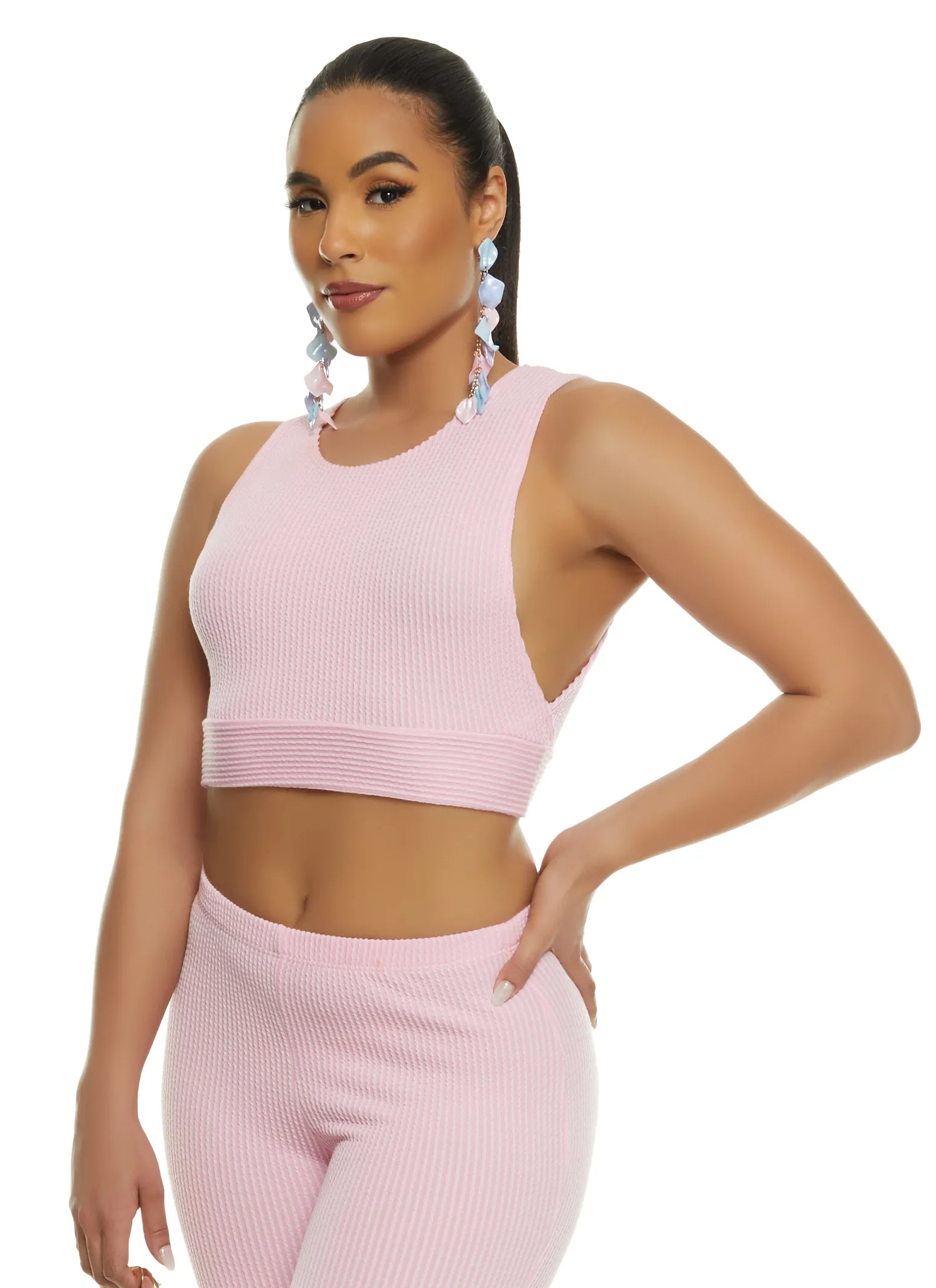 Ribbed Knit Solid Cropped Tank Top sold by Rainbow