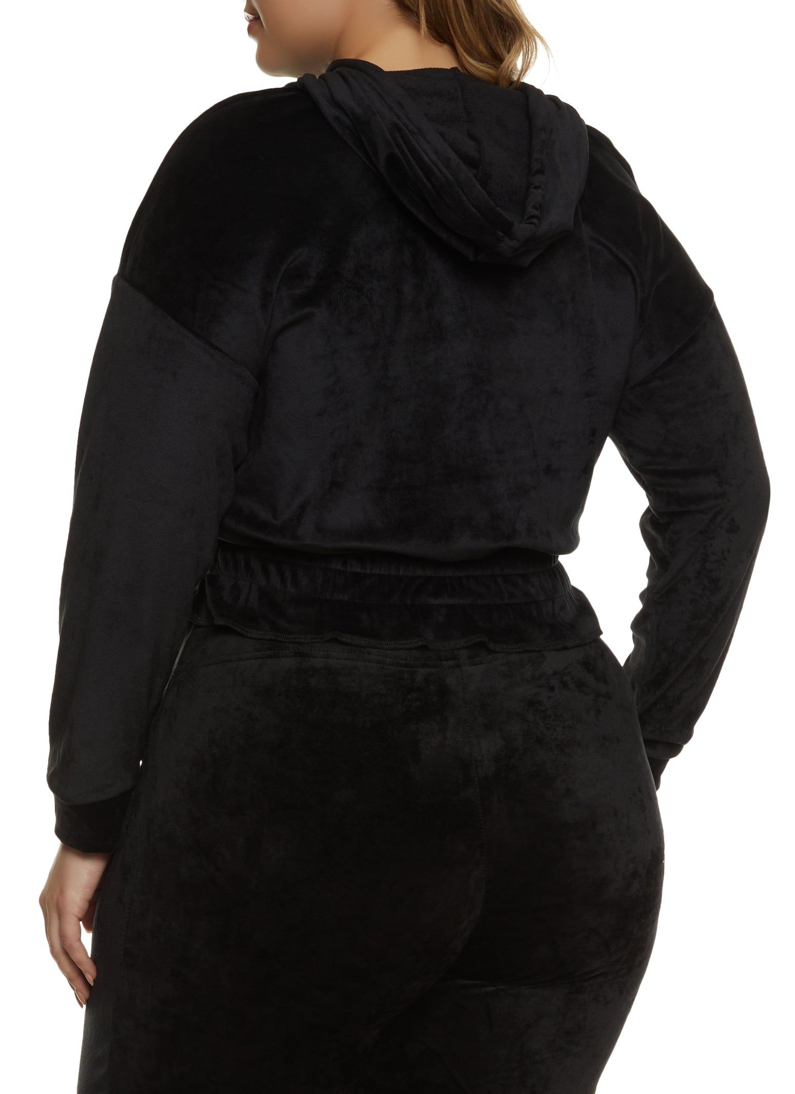 Plus Size Velour Elastic Waist Hoodie sold by Rainbow product image thumbnail 3