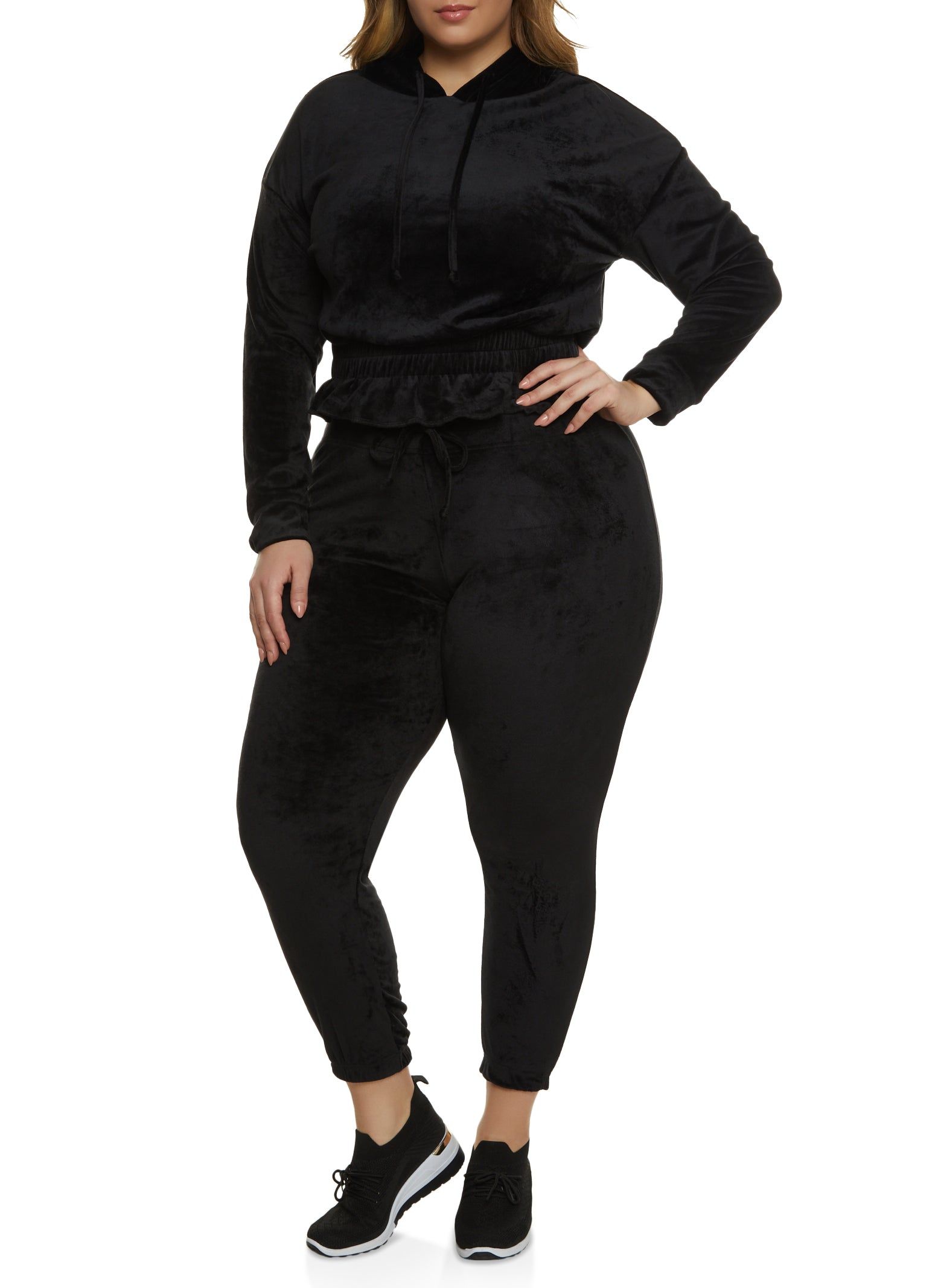 Plus Size Velour Elastic Waist Hoodie sold by Rainbow product image thumbnail 2