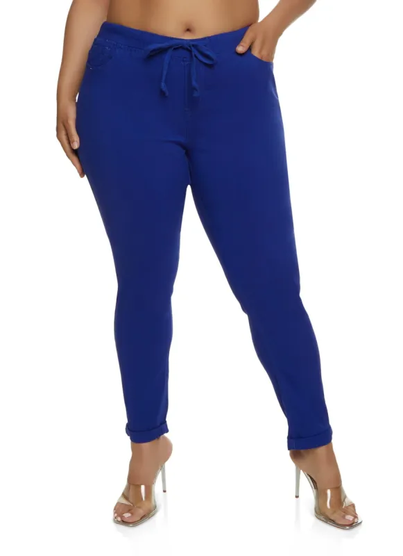 Plus Size Drawstring Waist Twill Pants sold by Rainbow