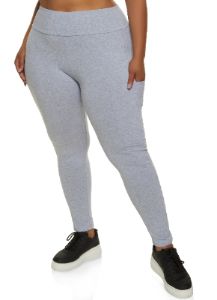 Plus Size Solid High Waist Cell Phone Pocket Leggings sold by Rainbow