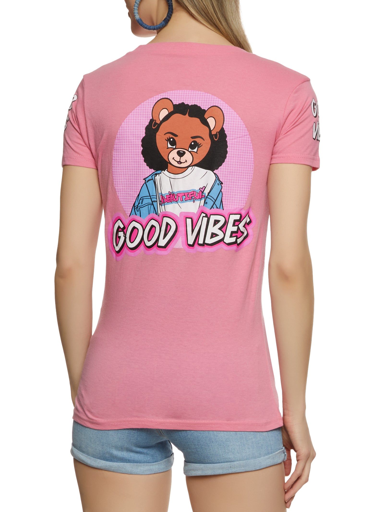 Good Vibes Bear Graphic T Shirt sold by Rainbow product image thumbnail 2