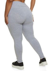 Plus Size Solid High Waist Cell Phone Pocket Leggings sold by Rainbow