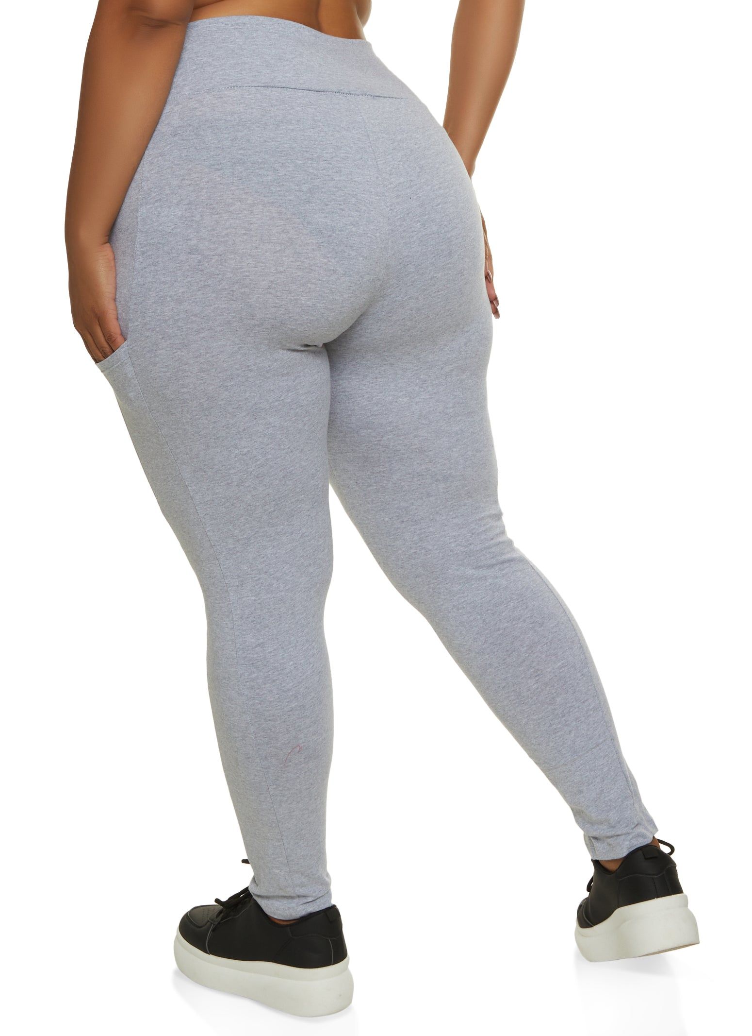 Plus Size Solid High Waist Cell Phone Pocket Leggings sold by Rainbow product image thumbnail 2