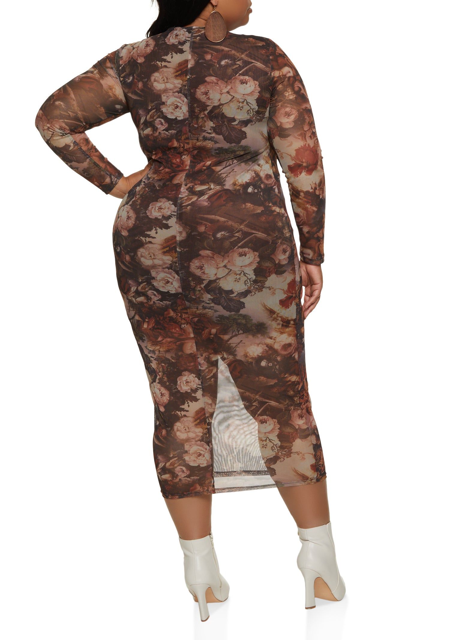 Plus Size Mesh Floral Midi Dress sold by Rainbow product image thumbnail 3