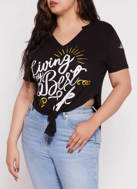 Plus Size Living My Best Life Graphic Tunic Tee sold by Rainbow