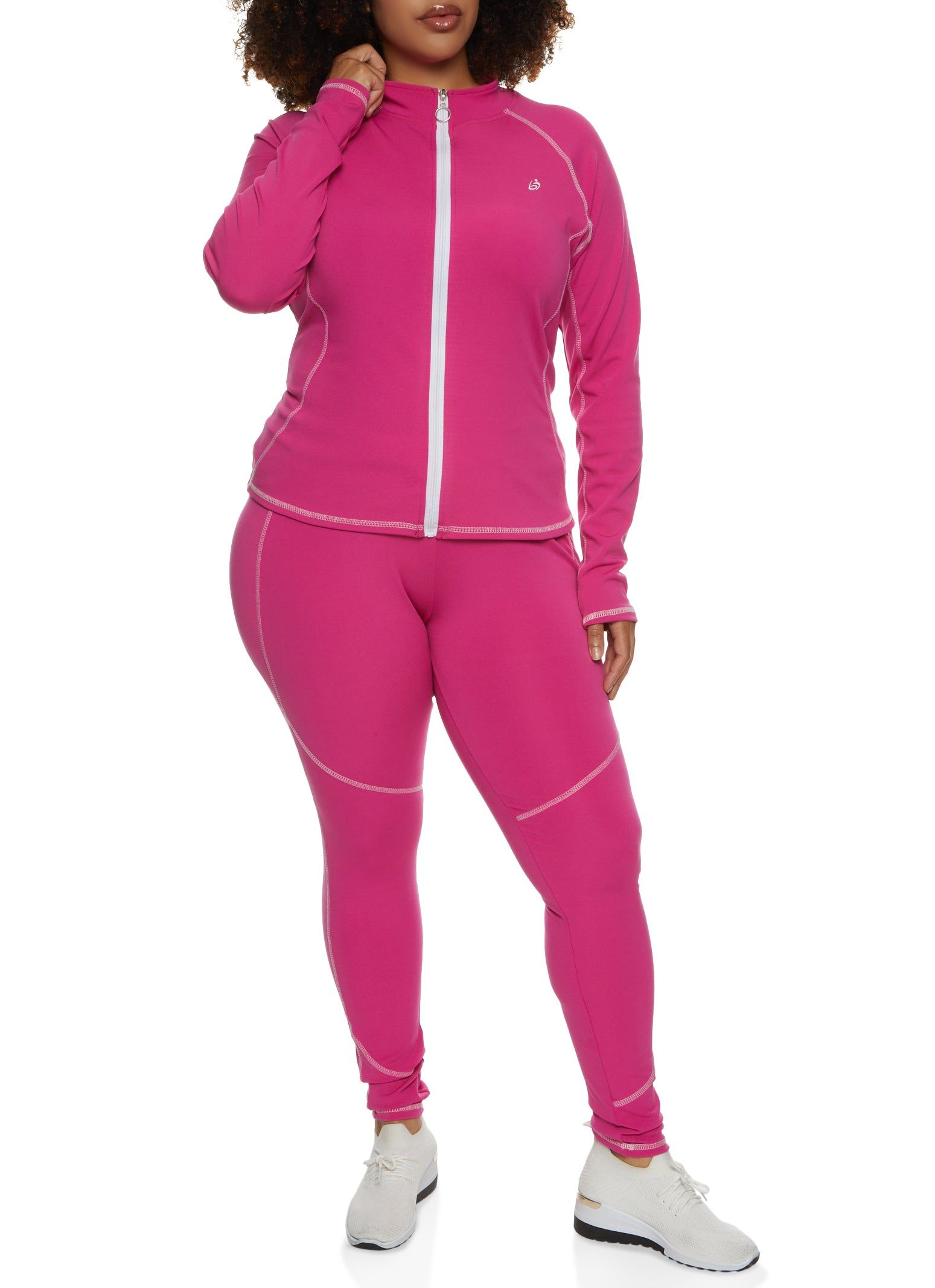 Plus Size Zip Front Contrast Stitch Track Jacket sold by Rainbow product image thumbnail 2