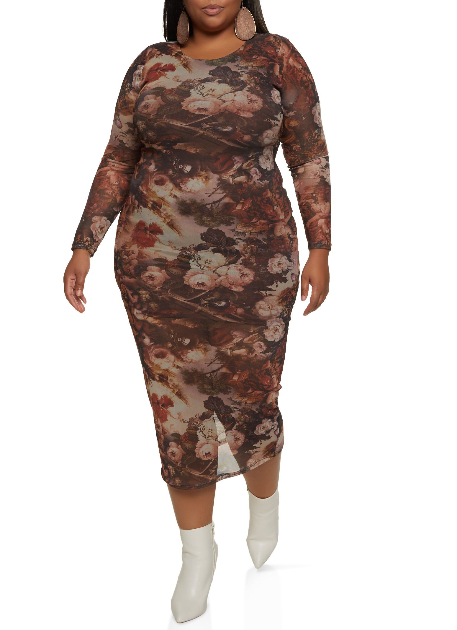 Plus Size Mesh Floral Midi Dress sold by Rainbow product image thumbnail 2