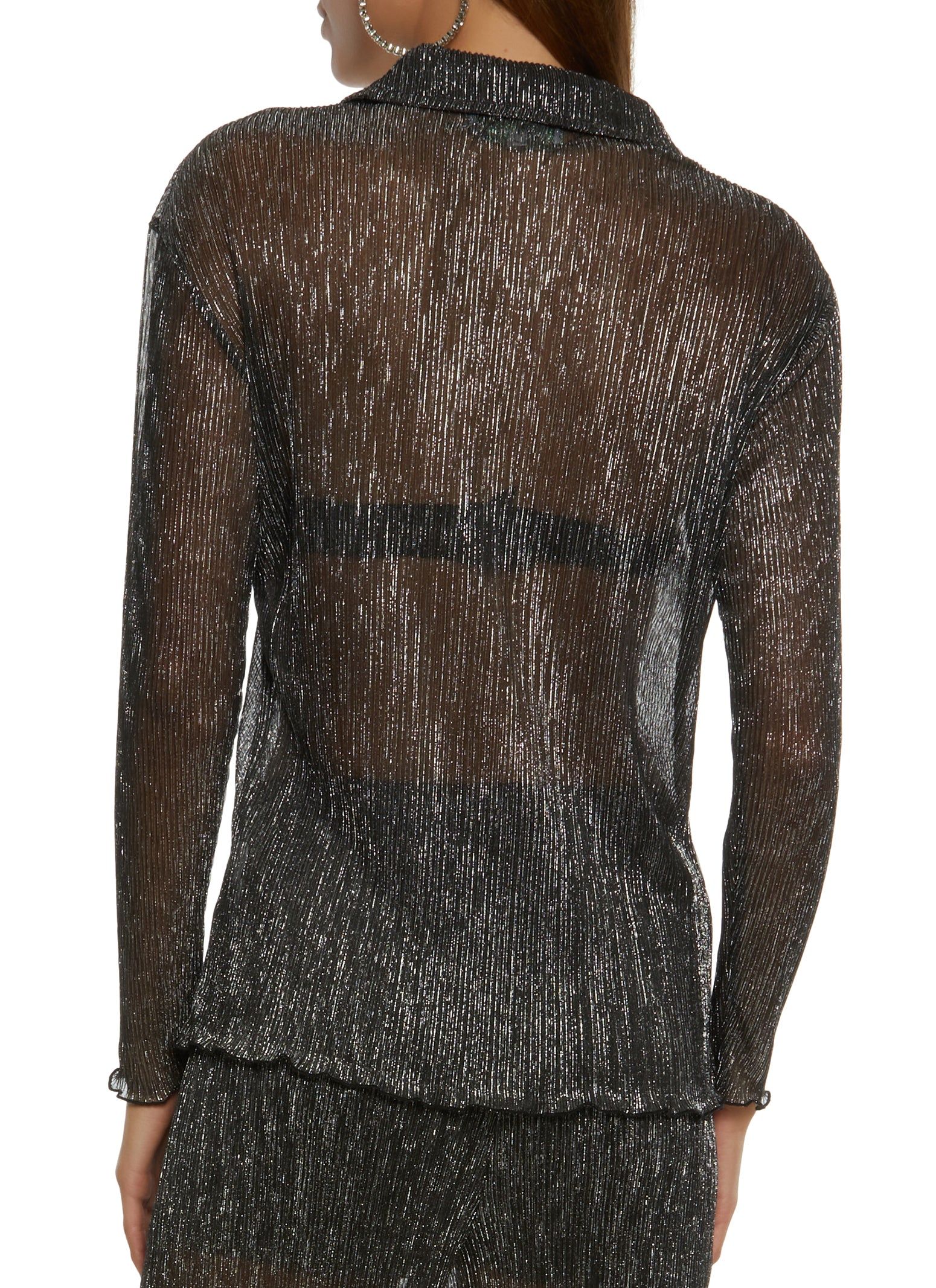 Lurex Plisse Button Front Shirt sold by Rainbow product image thumbnail 3