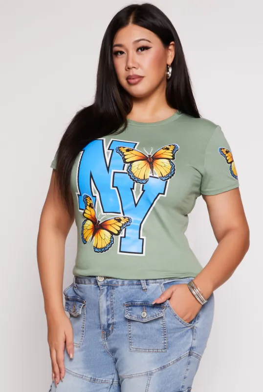 Plus Size NY Butterfly Tee sold by Rainbow