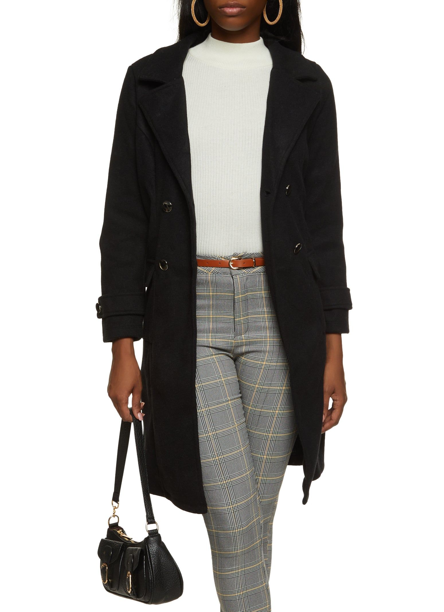 Button Detail Double Breasted Wool Coat sold by Rainbow