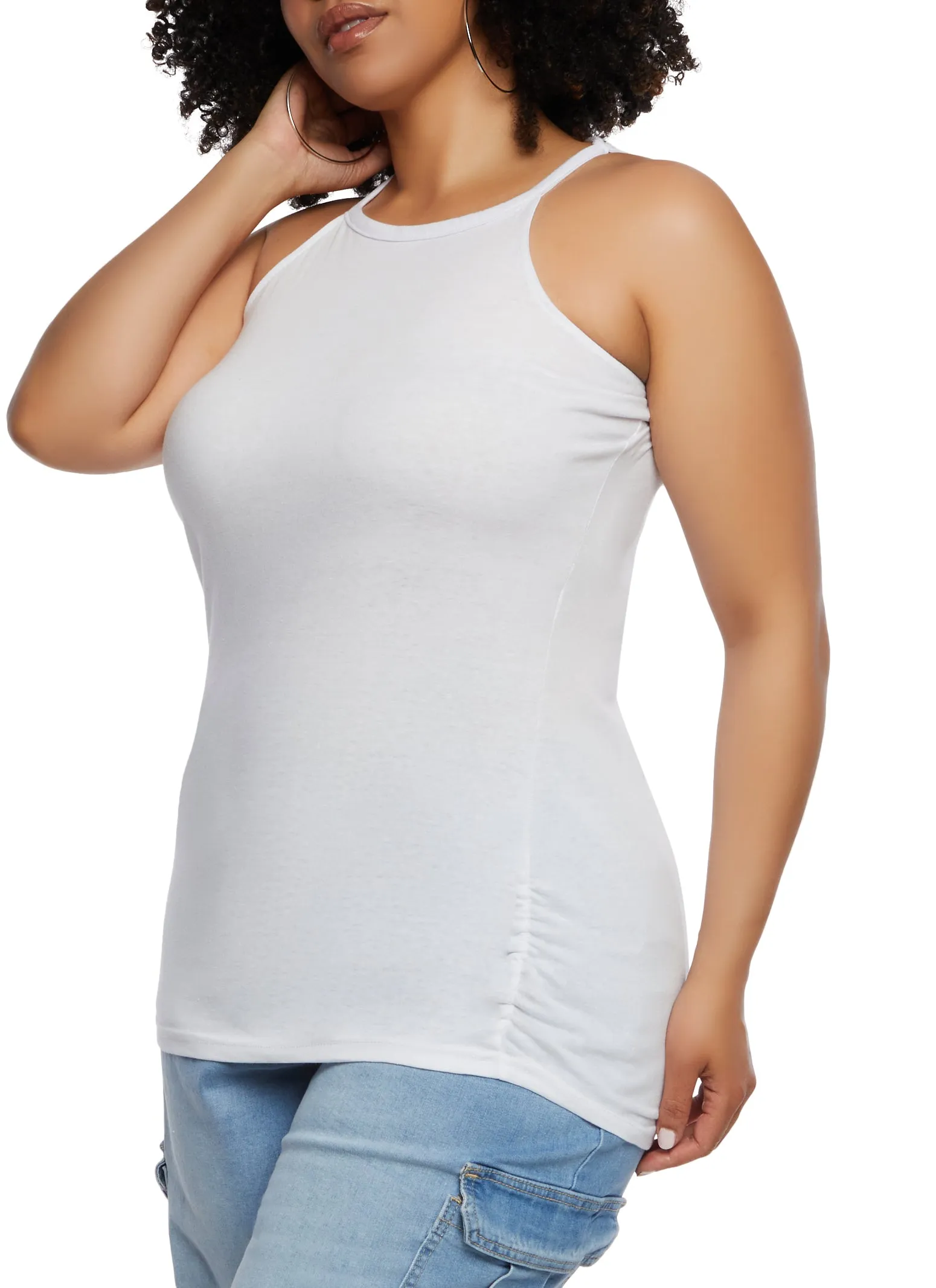 Plus Size High Neck Ruched Tank Top sold by Rainbow product image thumbnail 2