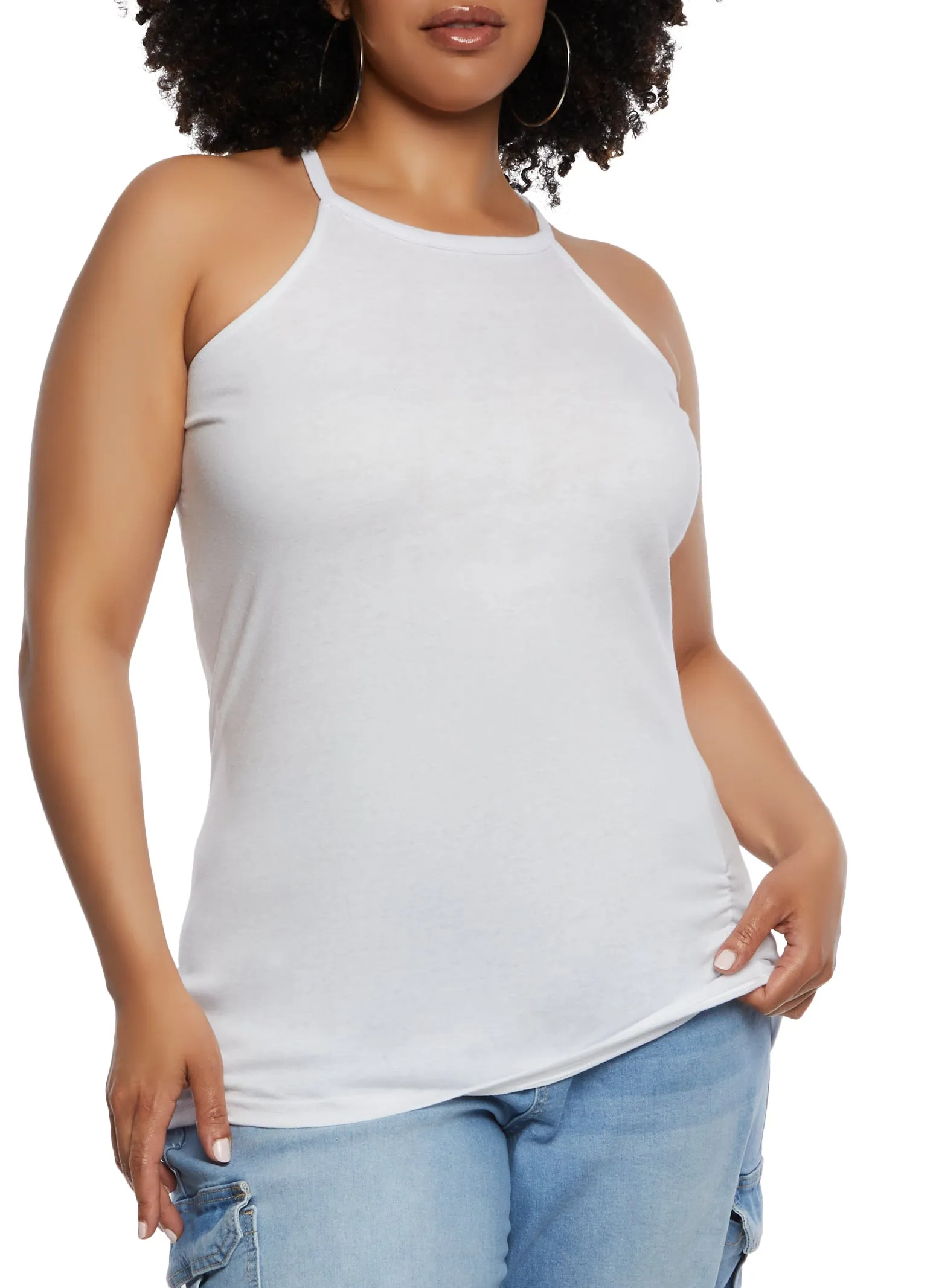 Plus Size High Neck Ruched Tank Top sold by Rainbow