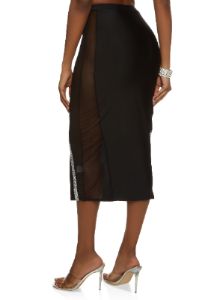 Mesh Insert Rhinestone Trim Skirt sold by Rainbow