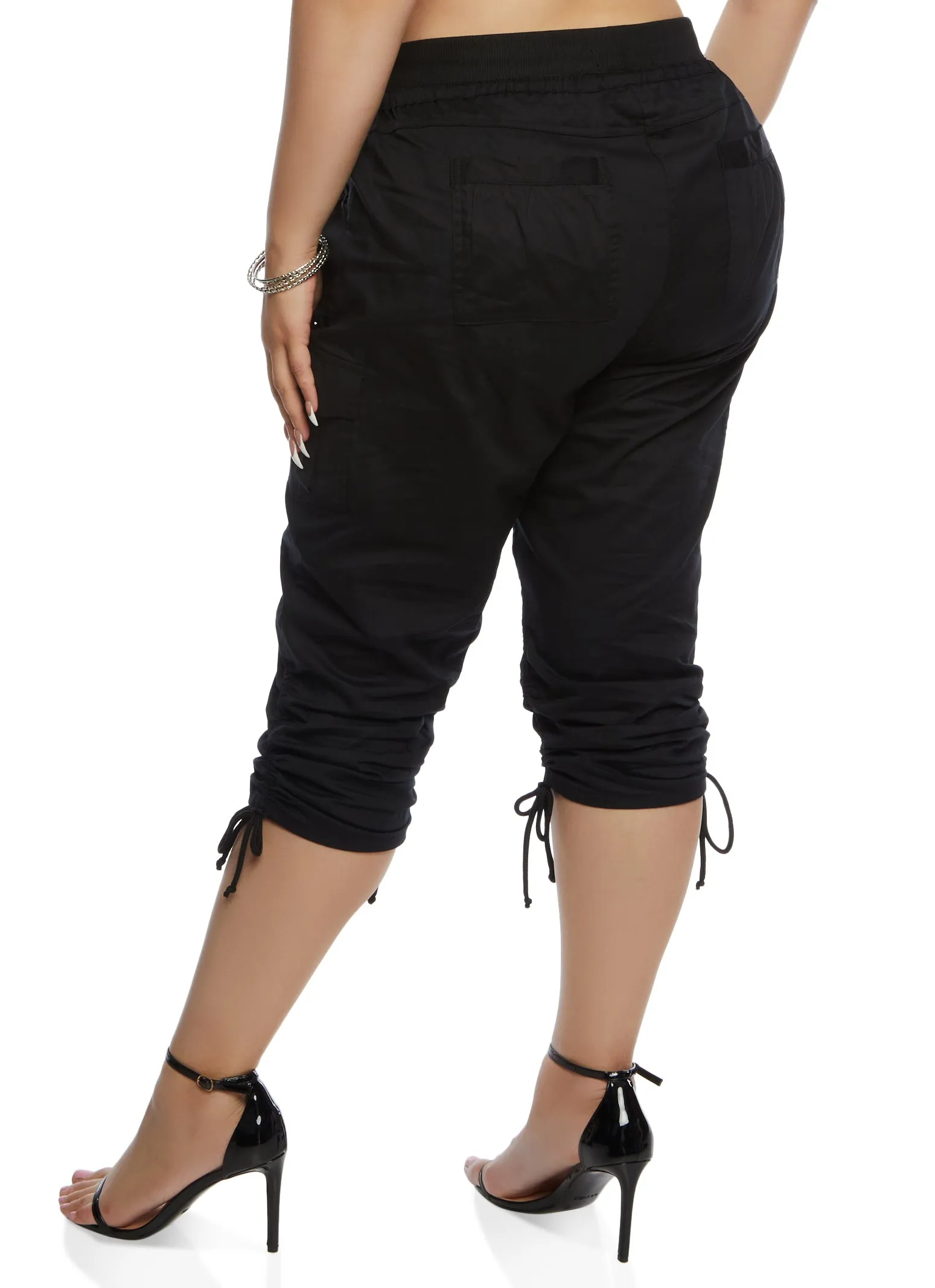 Plus Size Tie Hem Cargo Pocket Capris sold by Rainbow product image thumbnail 3
