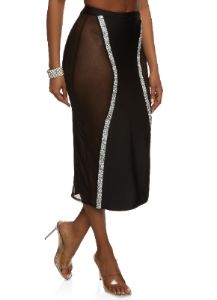 Mesh Insert Rhinestone Trim Skirt sold by Rainbow