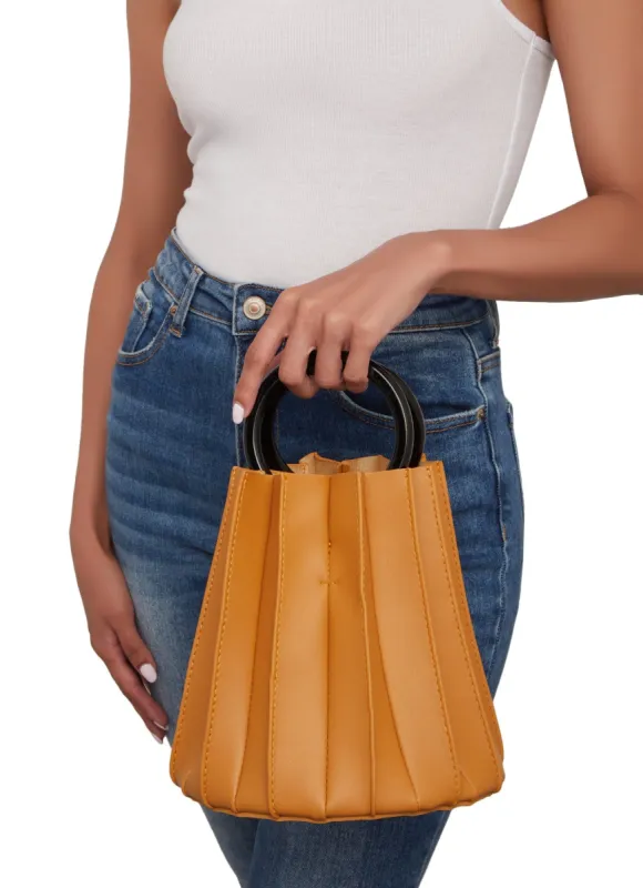 Pleated Circular Top Handle Crossbody Handbag sold by Rainbow